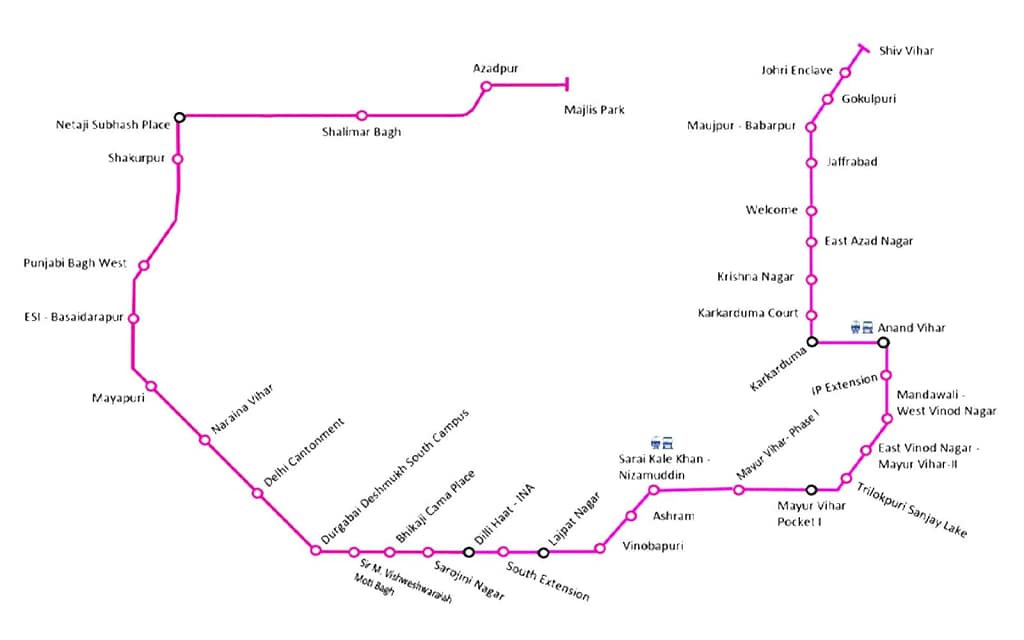 pink line metro route